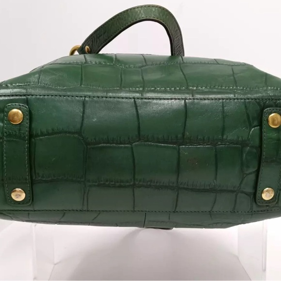 RARE Emerald Green Coach Ashley Embossed Leather Croc Alligator Handbag Xbody - Picture 12 of 16